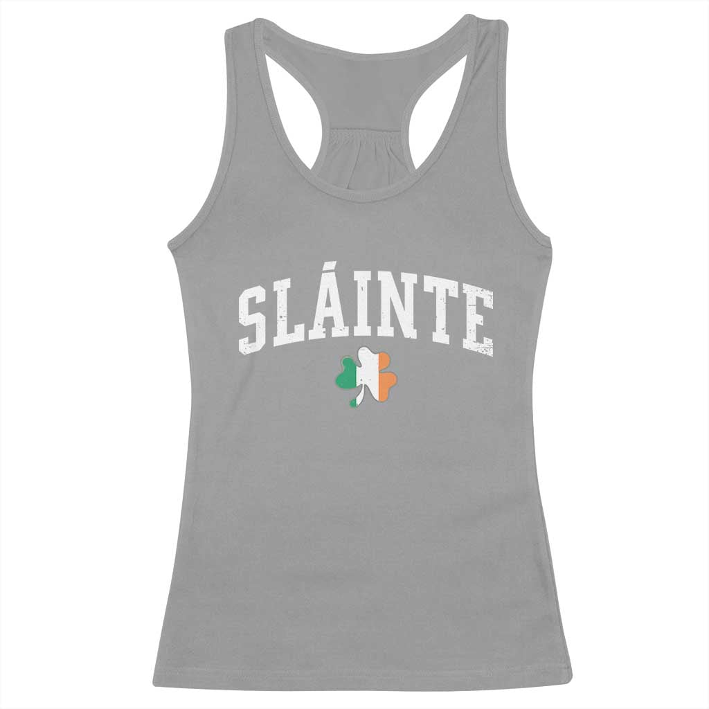 St Patricks Day Racerback Tank Top Retro Slainte Shamrock Lucky Irish Day Gift TS10 Sport Gray Print Your Wear