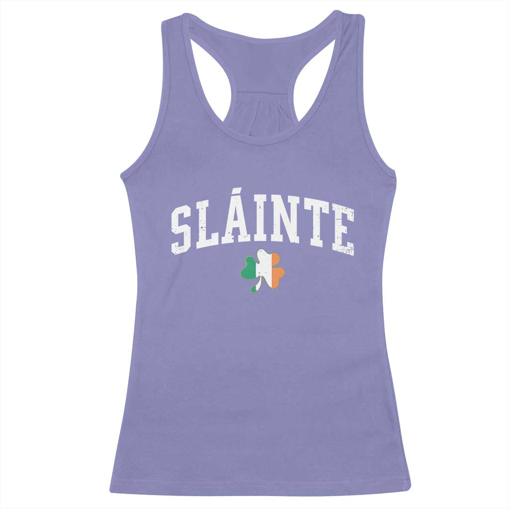 St Patricks Day Racerback Tank Top Retro Slainte Shamrock Lucky Irish Day Gift TS10 Violet Print Your Wear