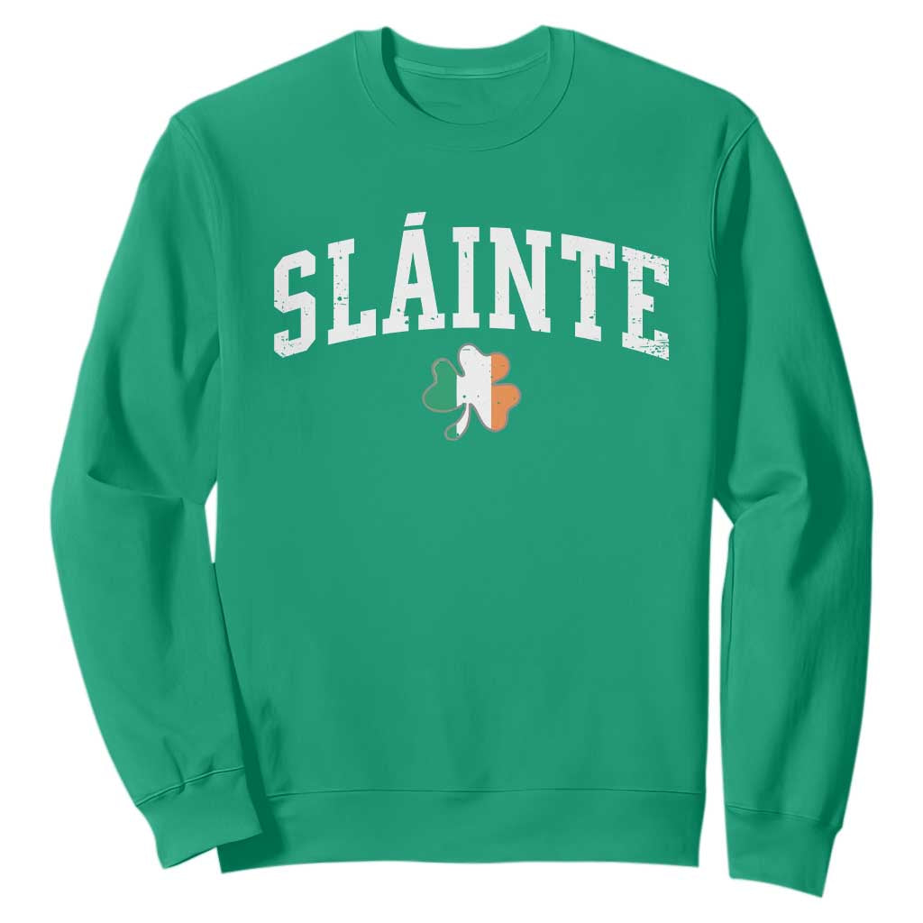 St Patricks Day Sweatshirt Retro Slainte Shamrock Lucky Irish Day Gift TS10 Irish Green Print Your Wear