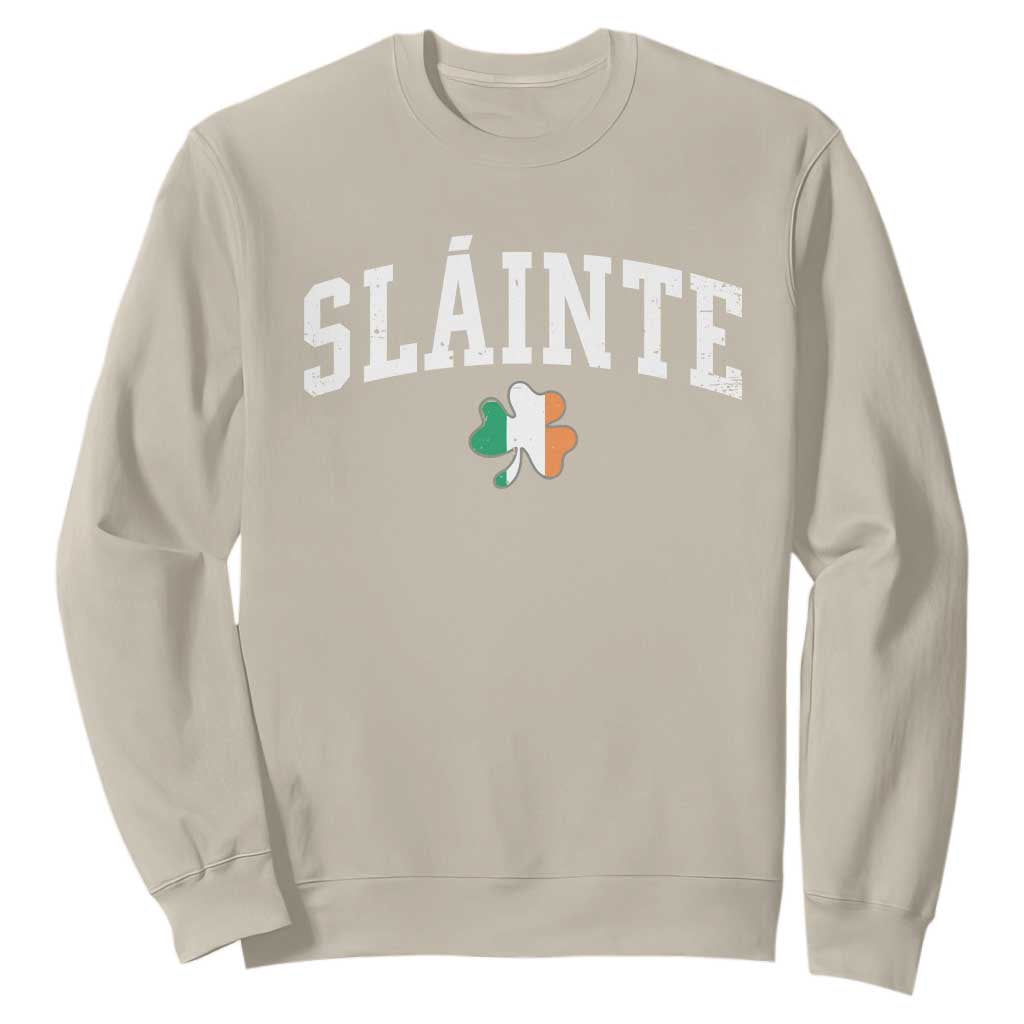 St Patricks Day Sweatshirt Retro Slainte Shamrock Lucky Irish Day Gift TS10 Sand Print Your Wear