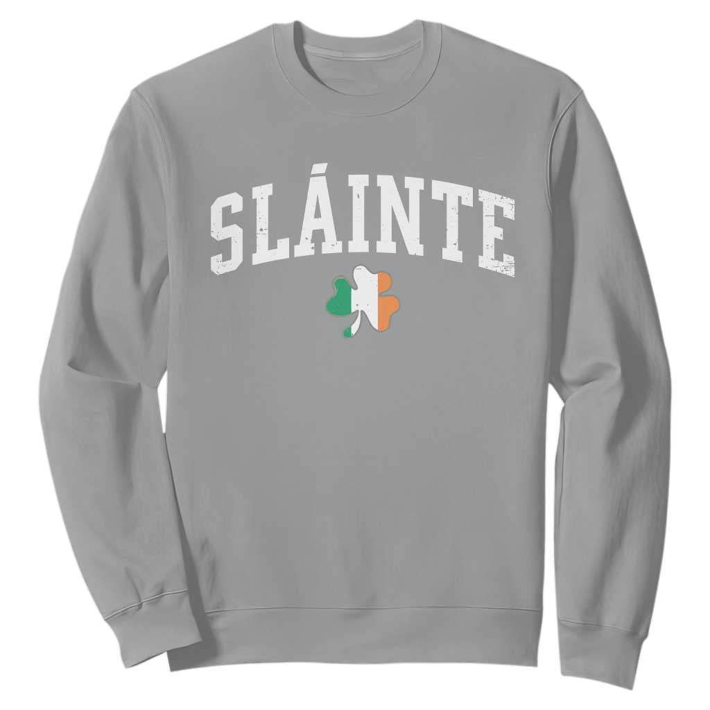 St Patricks Day Sweatshirt Retro Slainte Shamrock Lucky Irish Day Gift TS10 Sport Gray Print Your Wear