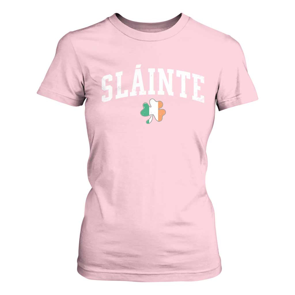 St Patricks Day T Shirt For Women Retro Slainte Shamrock Lucky Irish Day Gift TS10 Light Pink Print Your Wear