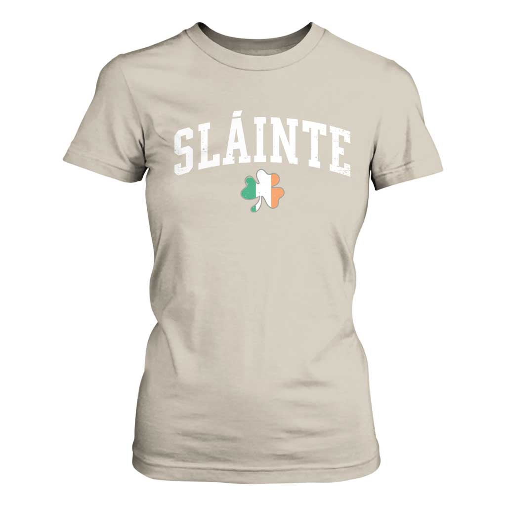 St Patricks Day T Shirt For Women Retro Slainte Shamrock Lucky Irish Day Gift TS10 Sand Print Your Wear