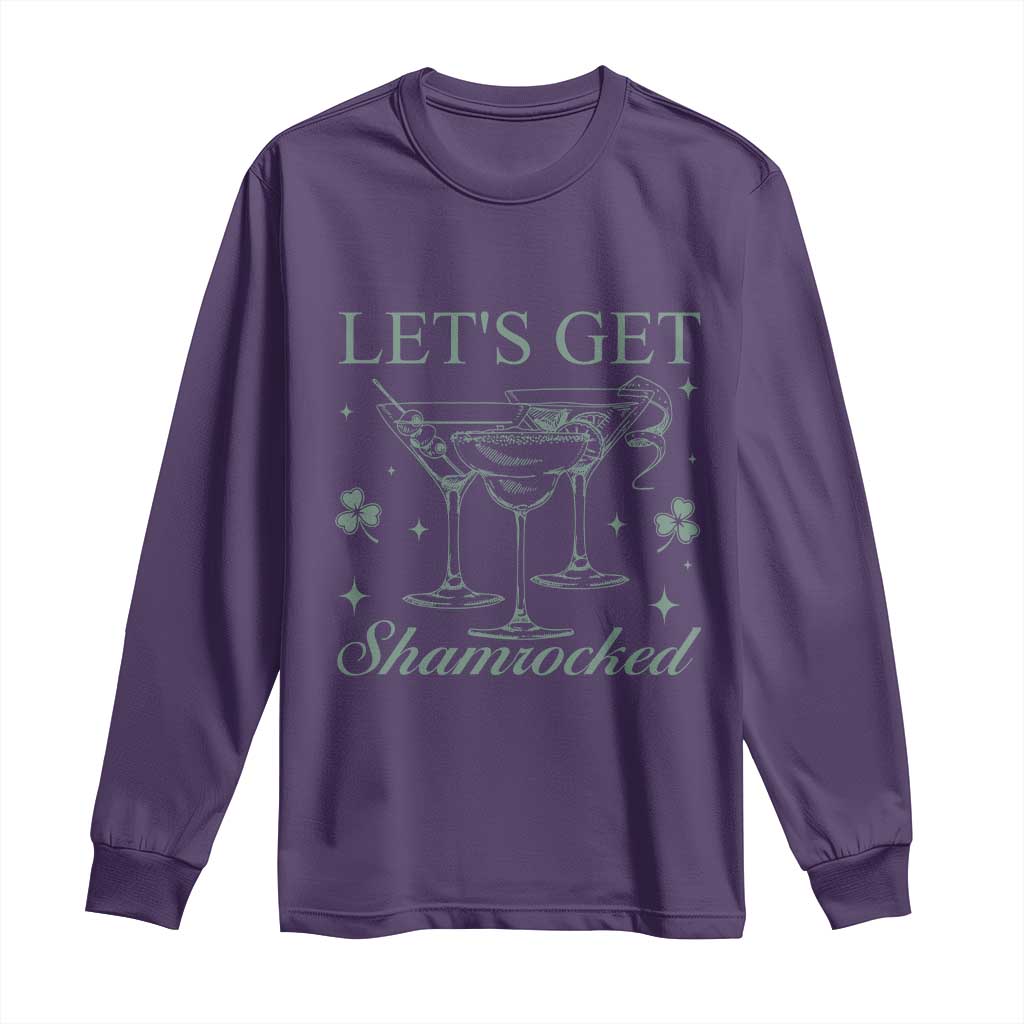 Lets Get Shamrocked St Patricks Day Long Sleeve Shirt TS10 Purple Print Your Wear