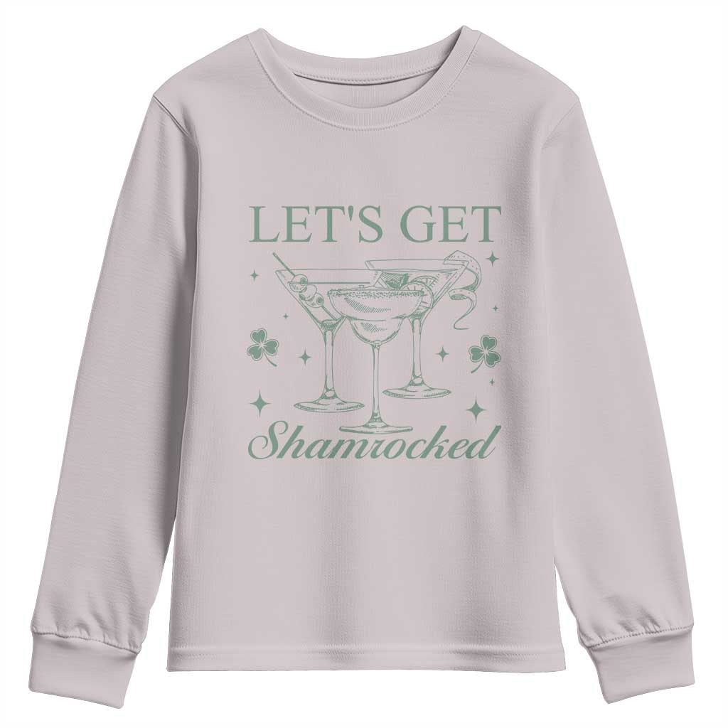 Lets Get Shamrocked St Patricks Day Youth Sweatshirt TS10 Ice Gray Print Your Wear