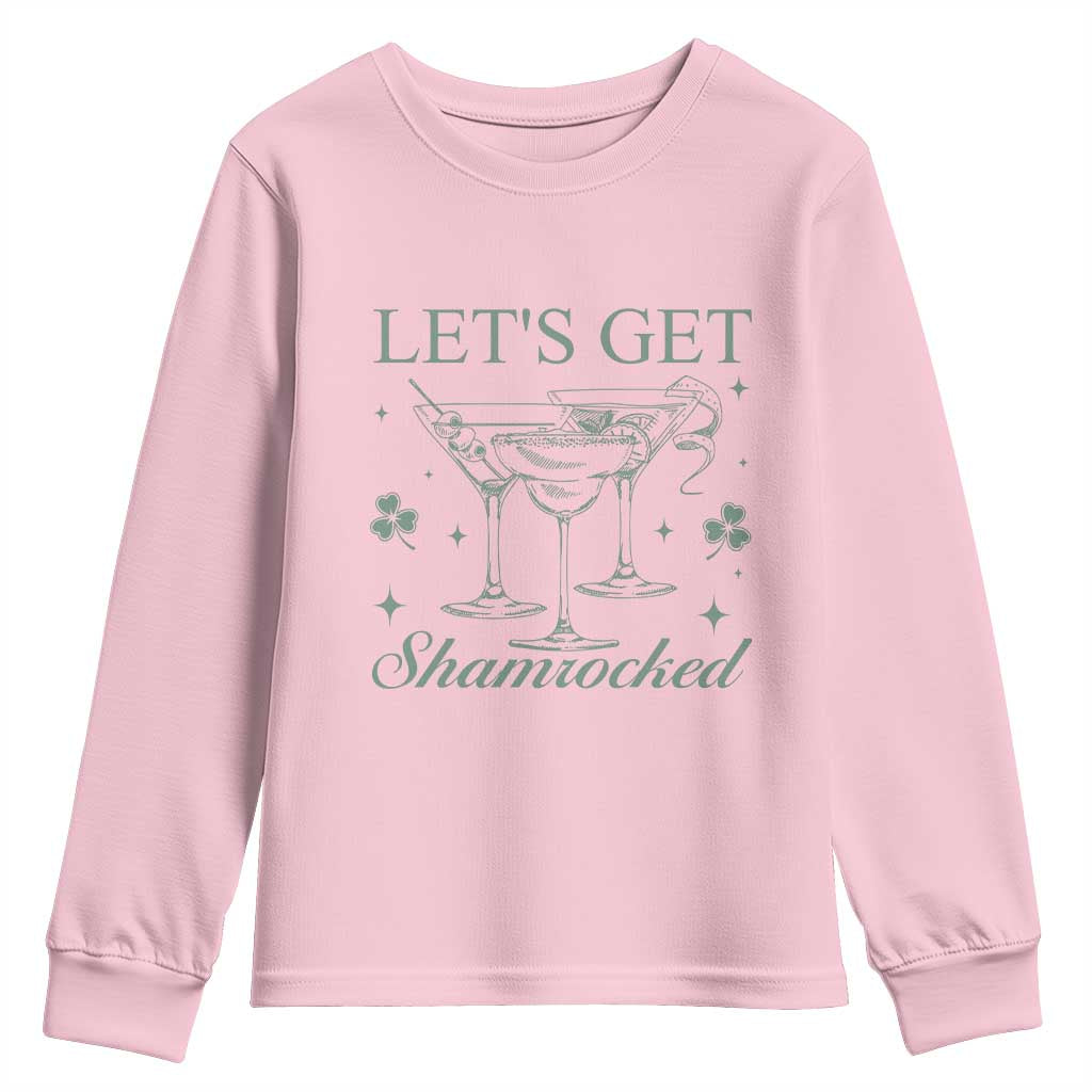 Lets Get Shamrocked St Patricks Day Youth Sweatshirt TS10 Light Pink Print Your Wear