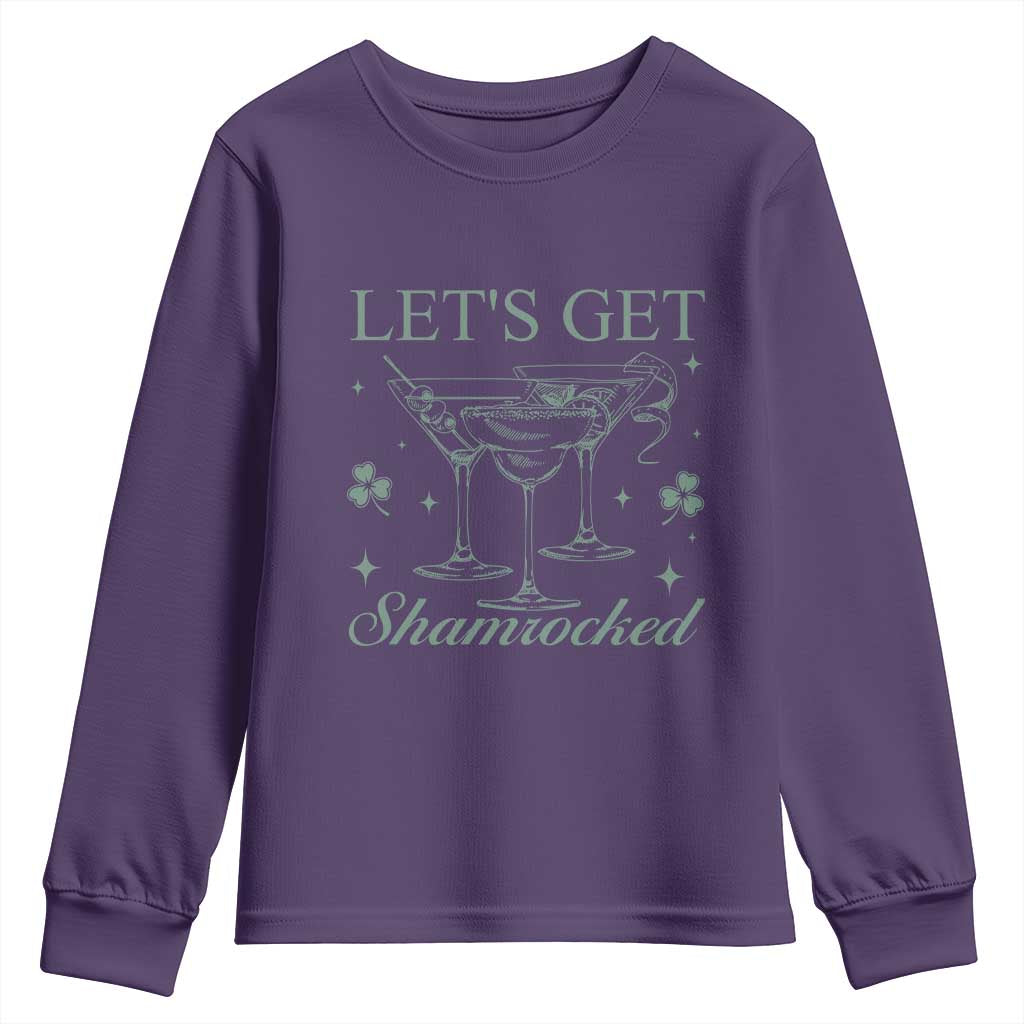 Lets Get Shamrocked St Patricks Day Youth Sweatshirt TS10 Purple Print Your Wear