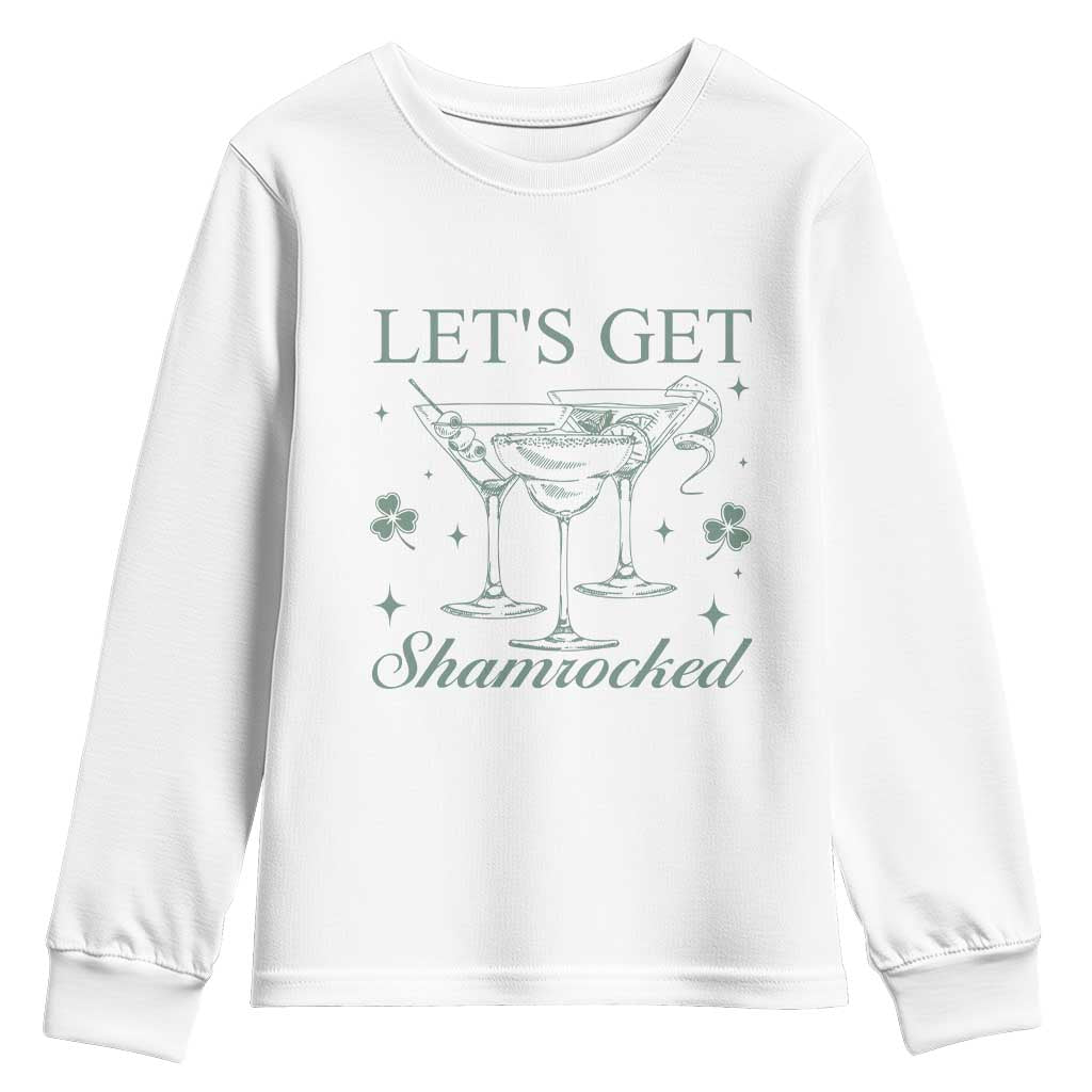 Lets Get Shamrocked St Patricks Day Youth Sweatshirt TS10 White Print Your Wear