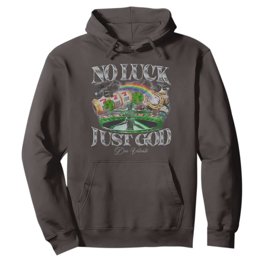 Vintage Christian Hoodie Retro No Luck Just God Funny St Patricks Day TS10 Dark Chocolate Print Your Wear