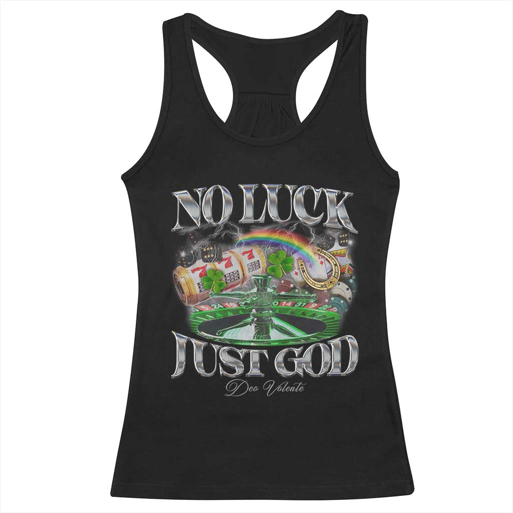 Vintage Christian Racerback Tank Top Retro No Luck Just God Funny St Patricks Day TS10 Black Print Your Wear