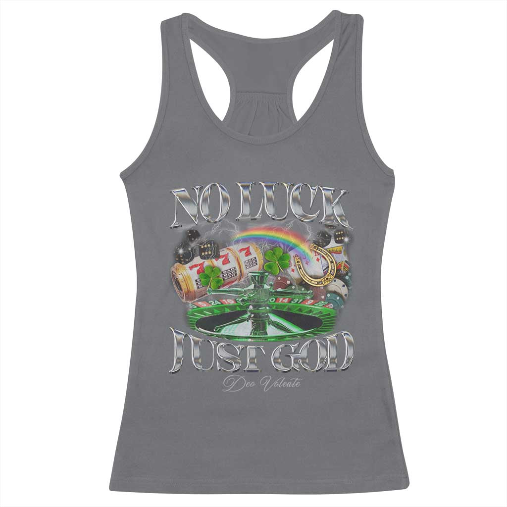Vintage Christian Racerback Tank Top Retro No Luck Just God Funny St Patricks Day TS10 Charcoal Print Your Wear