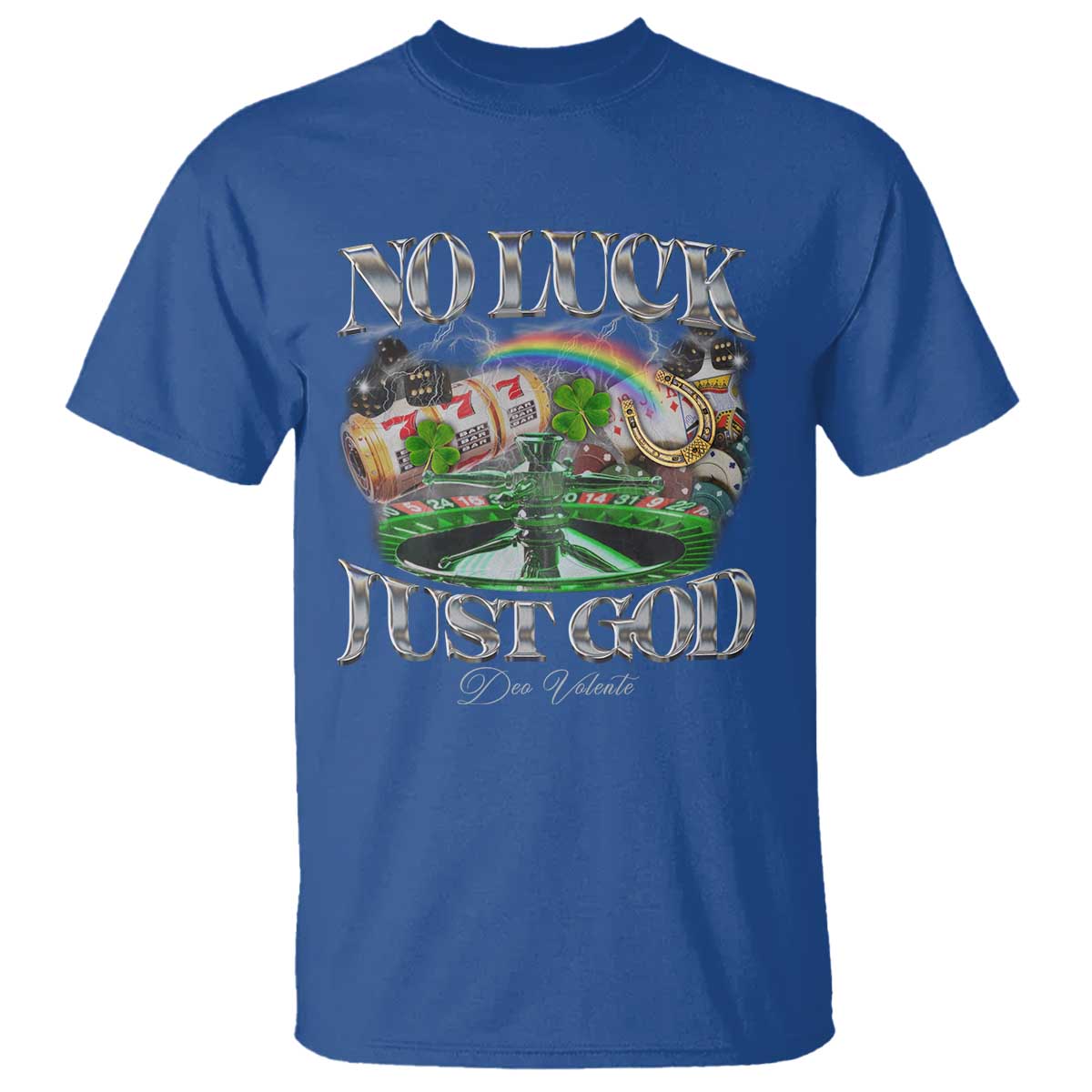 Vintage Christian T Shirt Retro No Luck Just God Funny St Patricks Day TS10 Royal Blue Print Your Wear