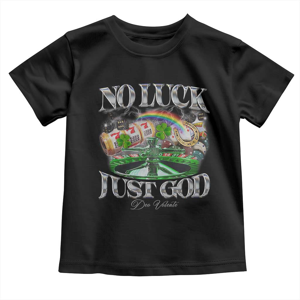 Vintage Christian Toddler T Shirt Retro No Luck Just God Funny St Patricks Day TS10 Black Print Your Wear