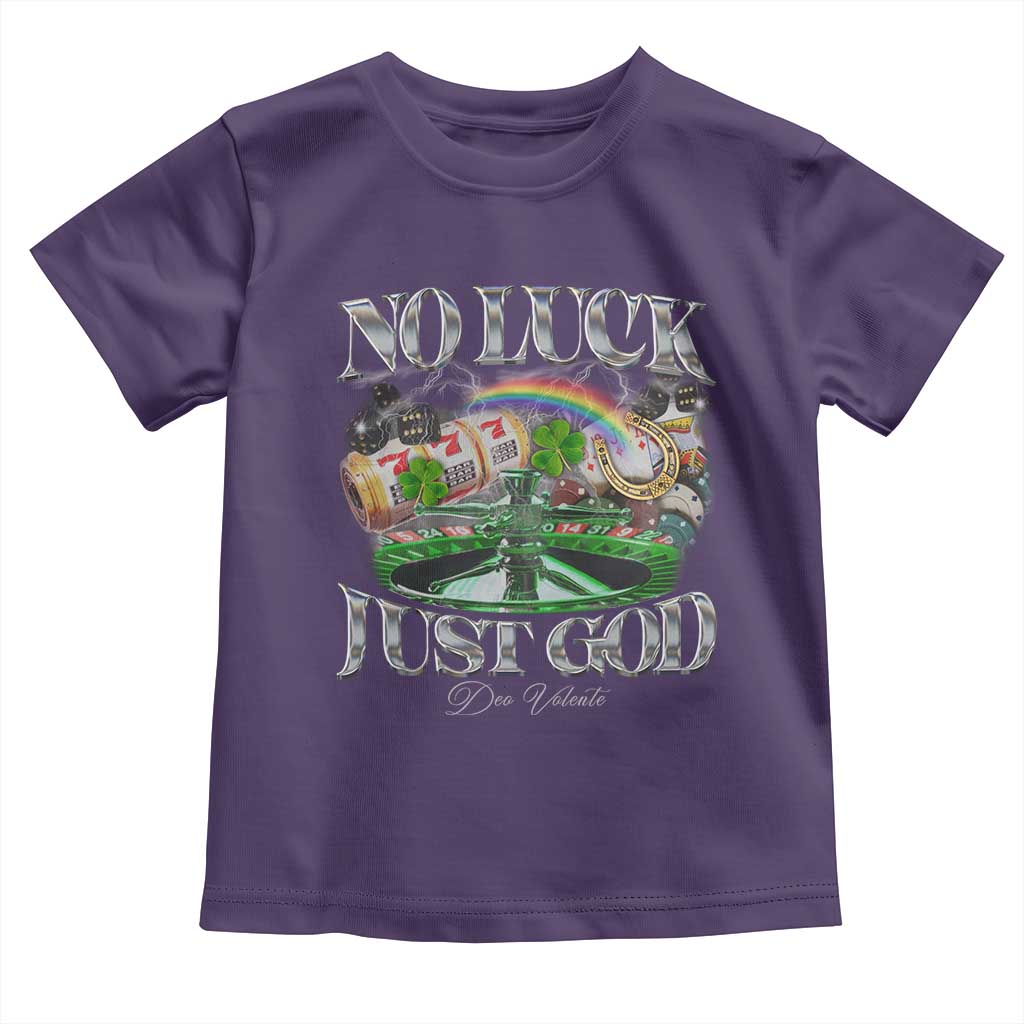 Vintage Christian Toddler T Shirt Retro No Luck Just God Funny St Patricks Day TS10 Purple Print Your Wear