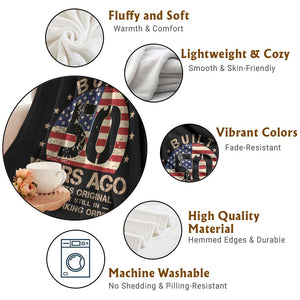 Funny 50th Birthday Throw Blanket Vintage US Flag Built 50 Years Ago Parts Original TS10 Print Your Wear