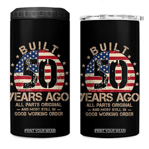 Funny 50th Birthday 4 in 1 Can Cooler Tumbler Vintage US Flag Built 50 Years Ago Parts Original TS10 One Size: 16 oz Black Print Your Wear