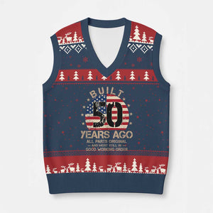 Funny 50th Birthday V-Neck Knit Sweater Vest Vintage US Flag Built 50 Years Ago Parts Original TS10 Navy Red Print Your Wear