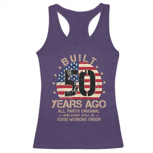 Funny 50th Birthday Racerback Tank Top Vintage US Flag Built 50 Years Ago Parts Original TS10 Purple Print Your Wear