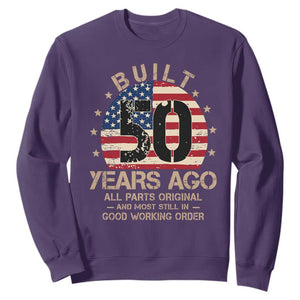 Funny 50th Birthday Sweatshirt Vintage US Flag Built 50 Years Ago Parts Original TS10 Purple Print Your Wear