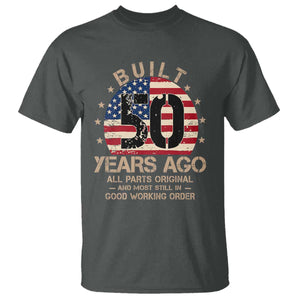 Funny 50th Birthday T Shirt Vintage US Flag Built 50 Years Ago Parts Original TS10 Dark Heather Print Your Wear