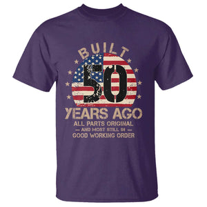 Funny 50th Birthday T Shirt Vintage US Flag Built 50 Years Ago Parts Original TS10 Purple Print Your Wear