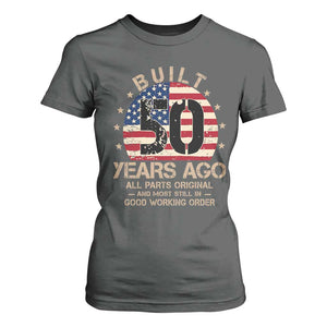 Funny 50th Birthday T Shirt For Women Vintage US Flag Built 50 Years Ago Parts Original TS10 Dark Heather Print Your Wear
