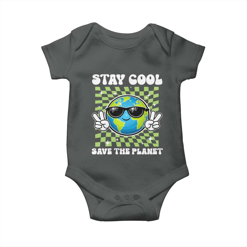 Groovy Earth Day Save The Planet Baby Onesie TS10 Dark Heather Print Your Wear