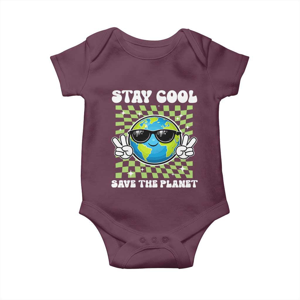 Groovy Earth Day Save The Planet Baby Onesie TS10 Maroon Print Your Wear