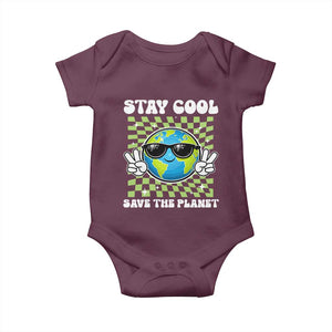Groovy Earth Day Save The Planet Baby Onesie TS10 Maroon Print Your Wear