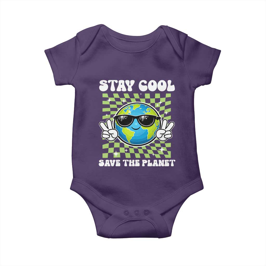 Groovy Earth Day Save The Planet Baby Onesie TS10 Purple Print Your Wear