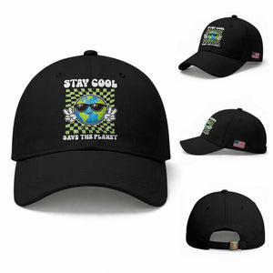 Groovy Earth Day Save The Planet Baseball Cap TS10 Baseball Cap Universal Fit Black Print Your Wear