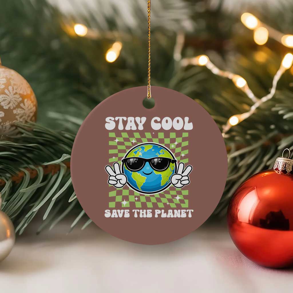 Groovy Earth Day Save The Planet Ceramic Ornament TS10 1pc Mocha Print Your Wear