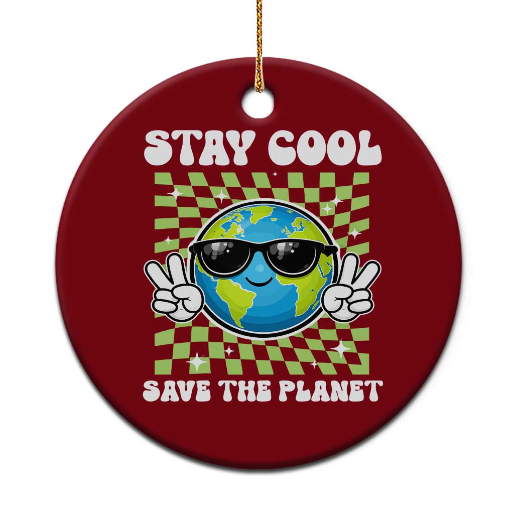 Groovy Earth Day Save The Planet Ceramic Ornament TS10 1pc Red Print Your Wear