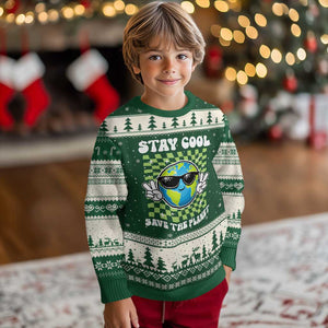 Groovy Earth Day Save The Planet Ugly Christmas Sweater TS10 Forest Green Beige Print Your Wear