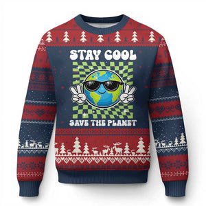 Groovy Earth Day Save The Planet Ugly Christmas Sweater TS10 Navy Red Print Your Wear