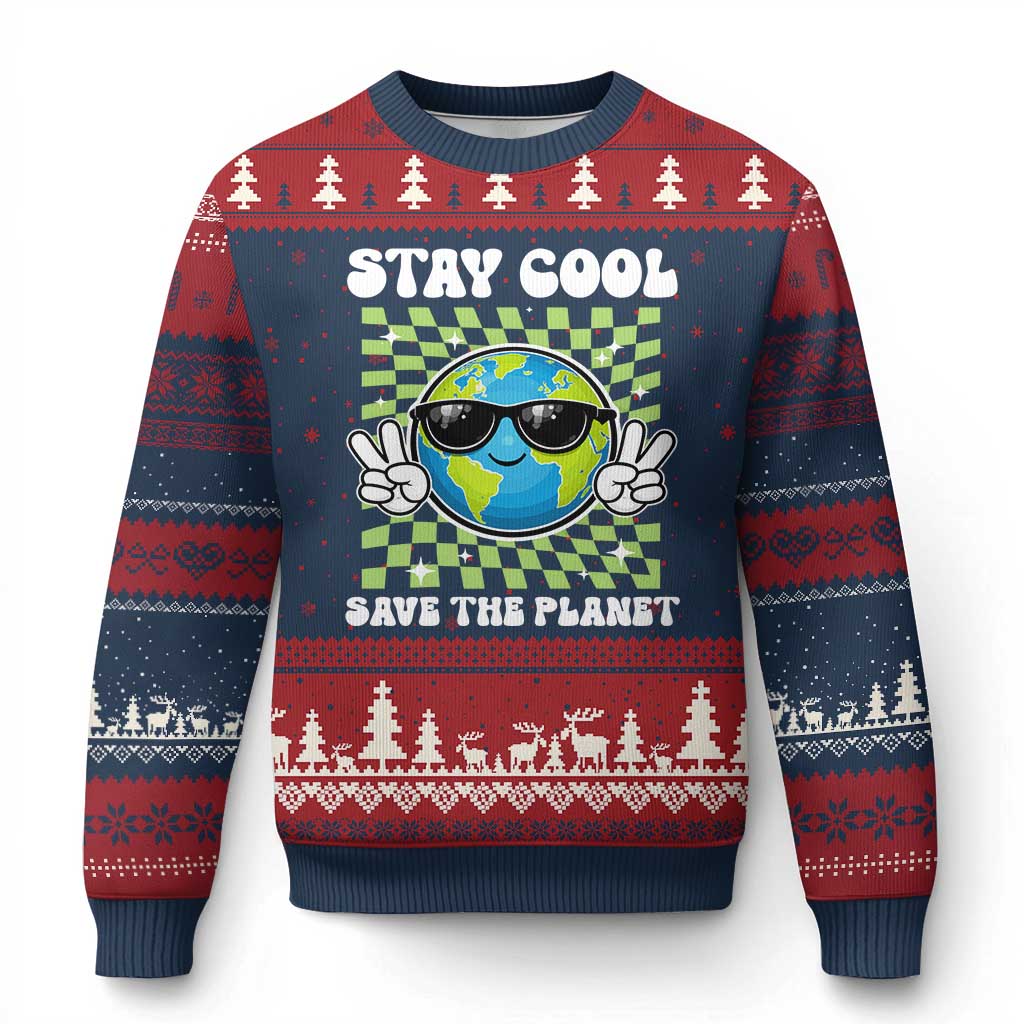 Groovy Earth Day Save The Planet Ugly Christmas Sweater TS10 Navy Red Print Your Wear