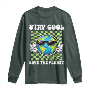 Groovy Earth Day Save The Planet Long Sleeve Shirt TS10 Dark Forest Green Print Your Wear