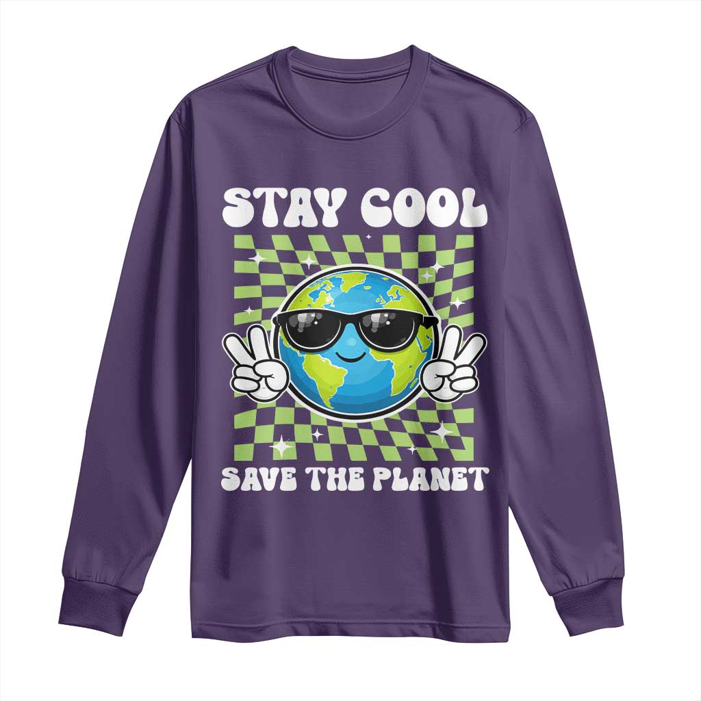 Groovy Earth Day Save The Planet Long Sleeve Shirt TS10 Purple Print Your Wear