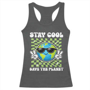Groovy Earth Day Save The Planet Racerback Tank Top TS10 Dark Heather Print Your Wear
