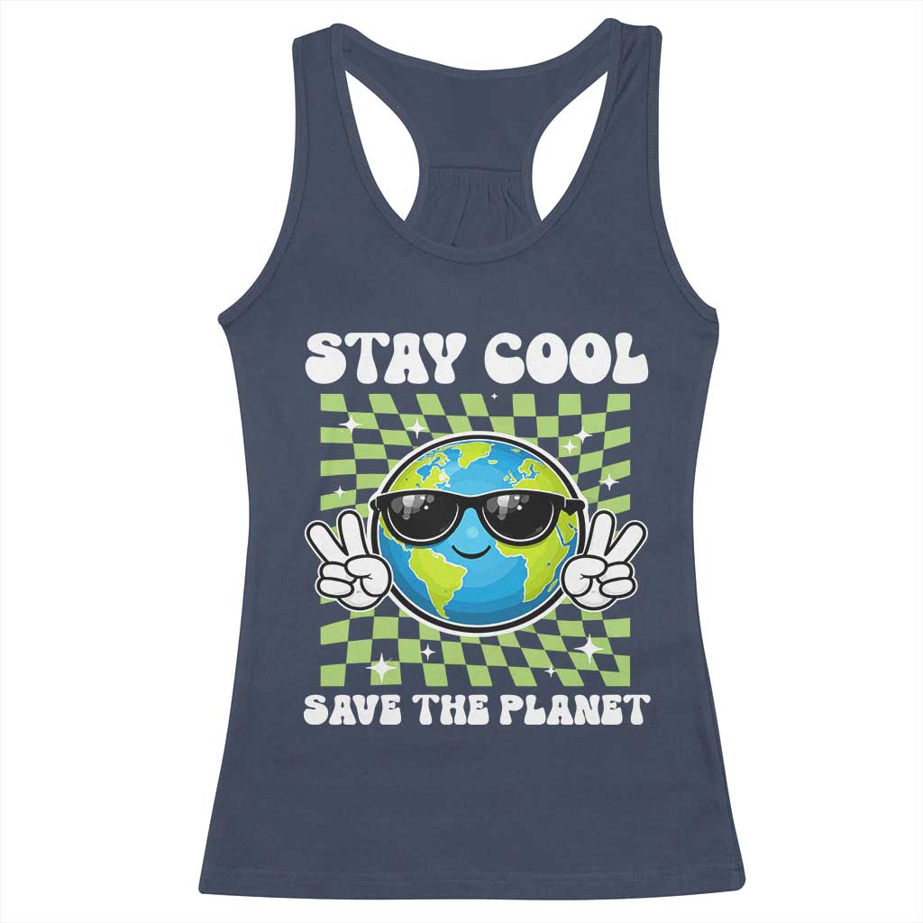 Groovy Earth Day Save The Planet Racerback Tank Top TS10 Navy Print Your Wear