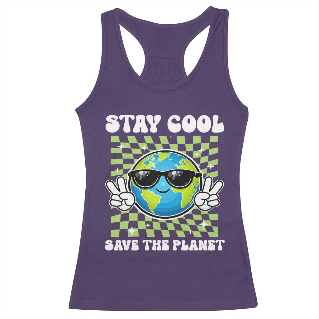 Groovy Earth Day Save The Planet Racerback Tank Top TS10 Purple Print Your Wear