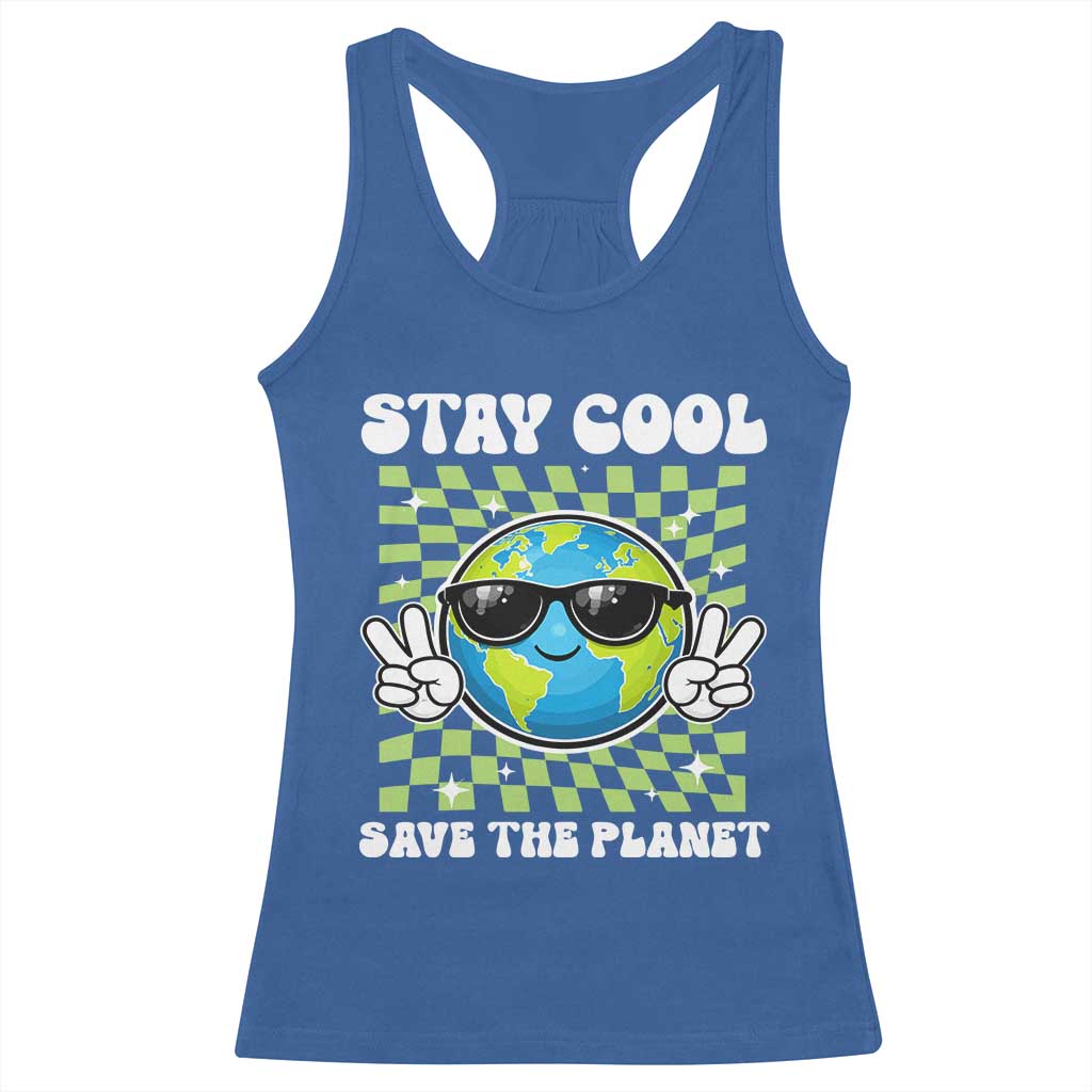 Groovy Earth Day Save The Planet Racerback Tank Top TS10 Royal Blue Print Your Wear