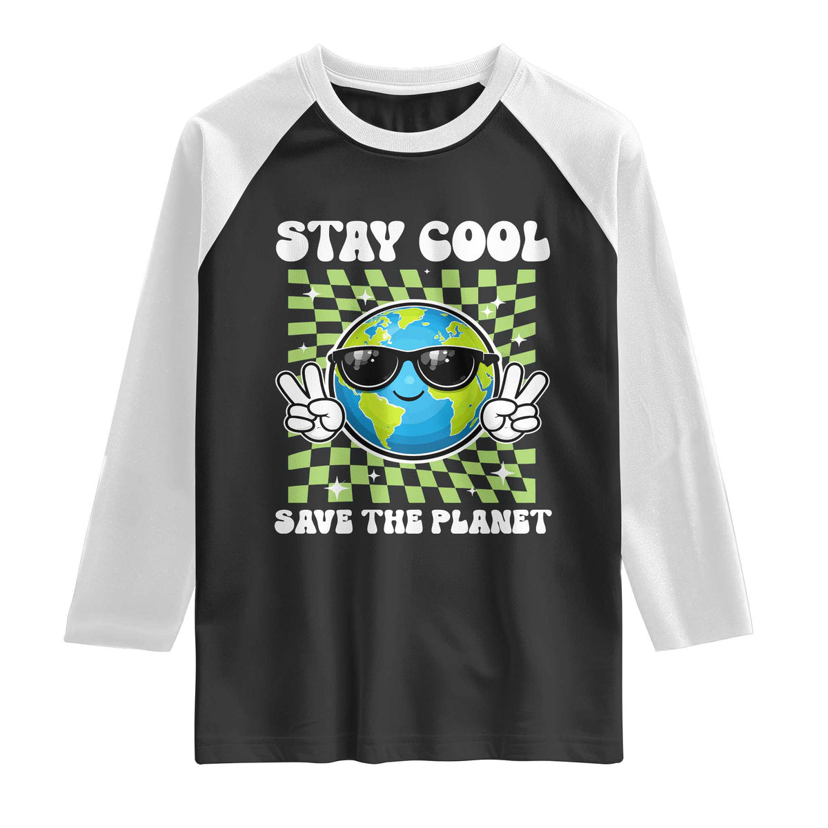 Groovy Earth Day Save The Planet Raglan Shirt TS10 Black White Print Your Wear