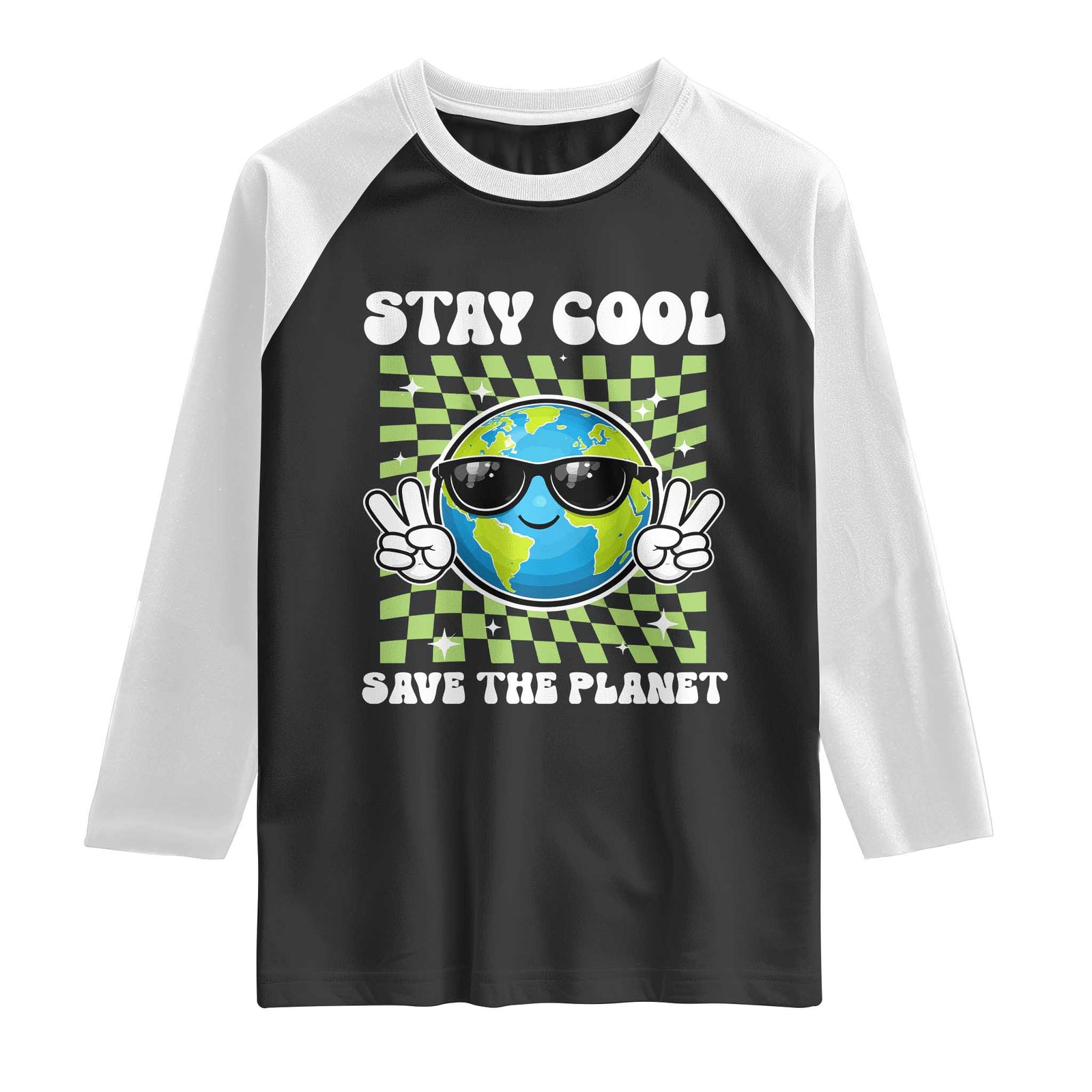 Groovy Earth Day Save The Planet Raglan Shirt TS10 Black White Print Your Wear