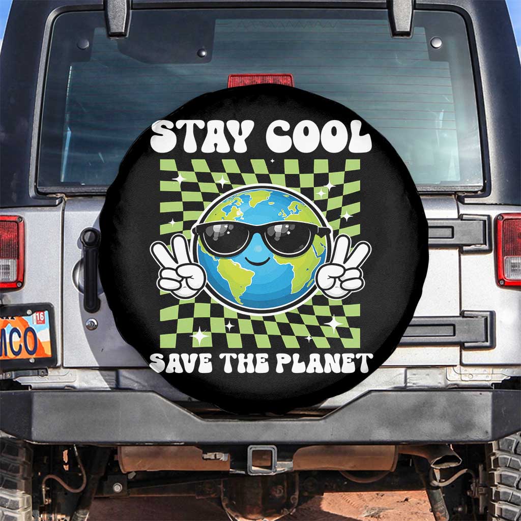Groovy Earth Day Save The Planet Spare Tire Cover TS10 No hole Black Print Your Wear