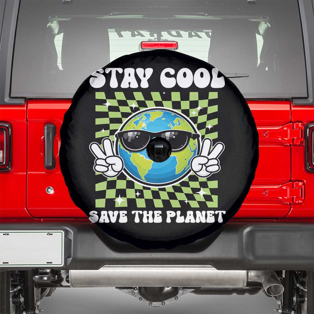 Groovy Earth Day Save The Planet Spare Tire Cover TS10 Black Print Your Wear