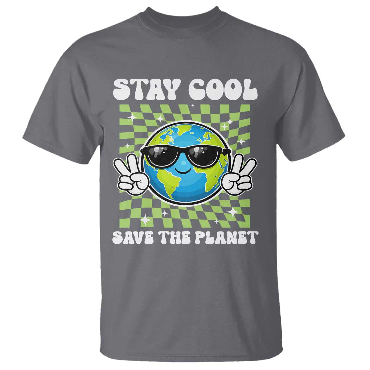 Groovy Earth Day Save The Planet T Shirt TS10 Charcoal Print Your Wear