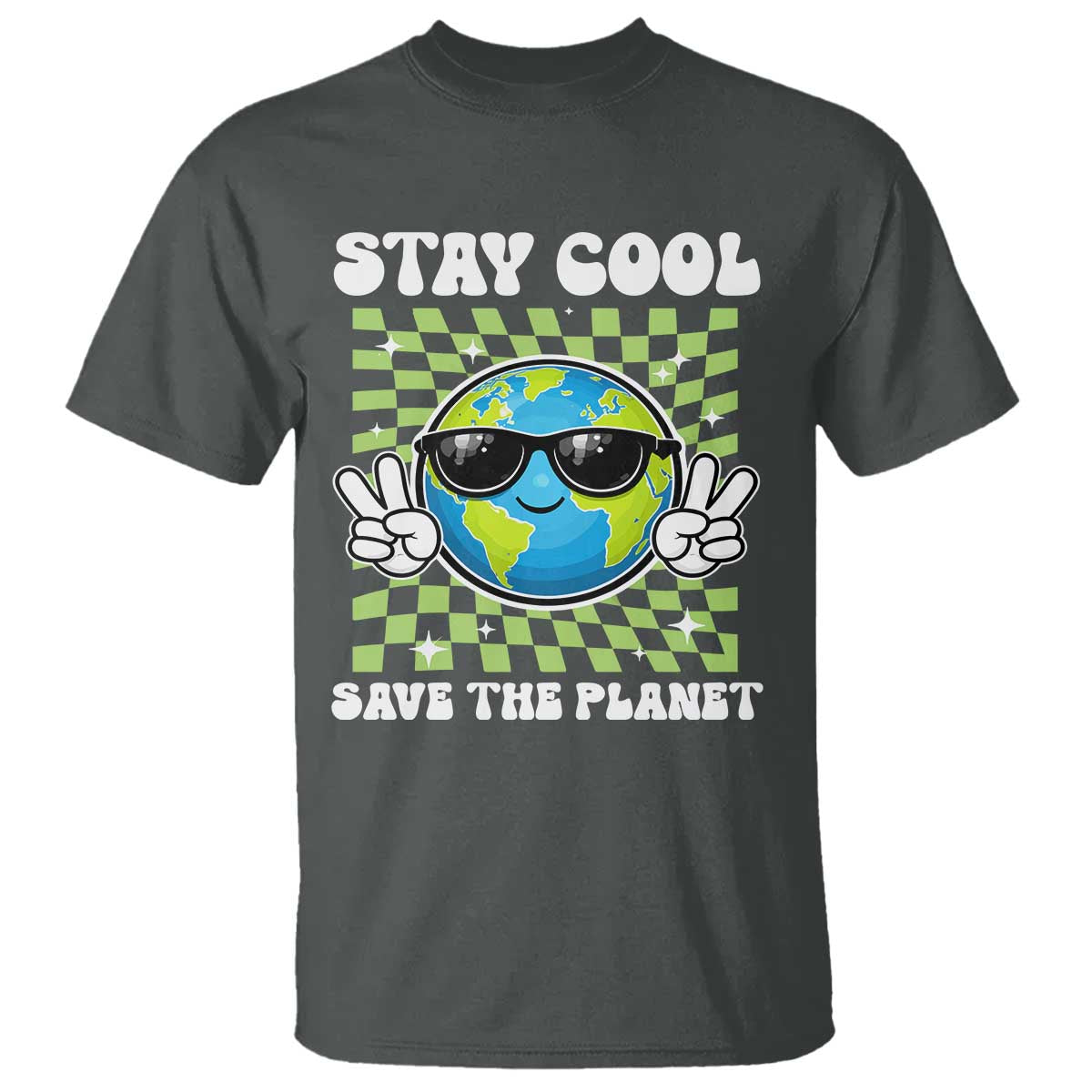 Groovy Earth Day Save The Planet T Shirt TS10 Dark Heather Print Your Wear