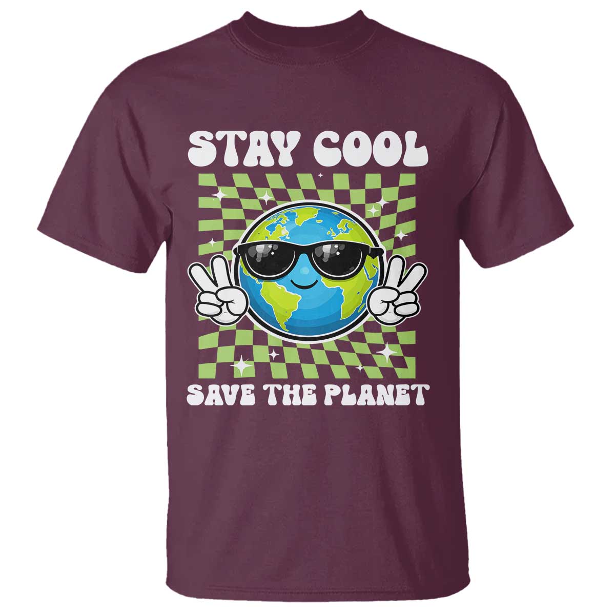 Groovy Earth Day Save The Planet T Shirt TS10 Maroon Print Your Wear