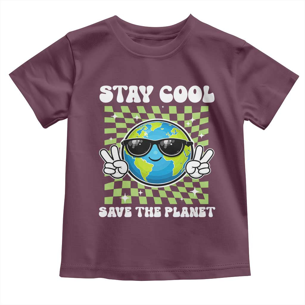 Groovy Earth Day Save The Planet Toddler T Shirt TS10 Maroon Print Your Wear